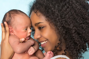 Mother holding baby